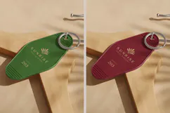 Retro Hotel Keychain on Clothes Hanger Mockup Product Image 4