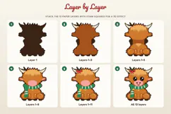 Christmas Highland Calf 3D Layered SVG Paper Cut Craft Product Image 5
