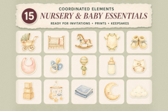 Tender Beginnings Watercolor Baby Shower Clipart Product Image 4