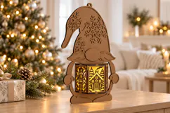 Christmas Gnome Lantern SVG - 6 Festive Panels Product Image 1