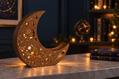 Space Crescent Moon Lantern SVG Laser Cut Files Product Image 1