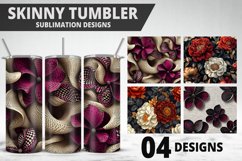 3D Flowers Tumbler Wrap | Sublimation Design | Tumble PNG Product Image 1