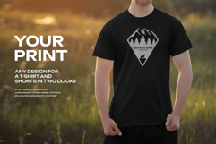 7 Mockups of Men&#039;s T-Shirt and Shorts Outdoors at Dawn Product Image 4