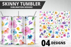 Flowers Tumbler Wrap | Sublimation Design | Tumble PNG Product Image 1
