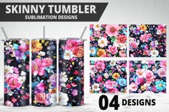 Flowers Tumbler Wrap | Sublimation Design | Tumble PNG Product Image 1