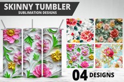3D Flowers Tumbler Wrap | Sublimation Design | Tumble PNG Product Image 1