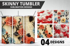 3D Flowers Tumbler Wrap | Sublimation Design | Tumble PNG Product Image 1