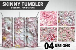 3D Flowers Tumbler Wrap | Sublimation Design | Tumble PNG Product Image 1