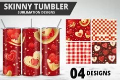 Red Plaid Tumbler Design | Valentine's Day Tumbler Wrap Product Image 1