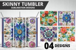 3D Flowers Tumbler Wrap | Sublimation Design | Tumble PNG Product Image 1