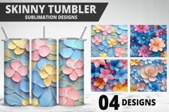 3D Flowers Tumbler Wrap | Sublimation Design | Tumble PNG Product Image 1
