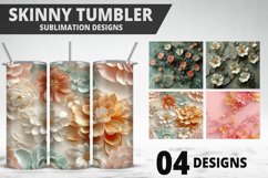 3D Flowers Tumbler Wrap | Sublimation Design | Tumble PNG Product Image 1