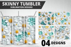 3D Flowers Tumbler Wrap | Sublimation Design | Tumble PNG Product Image 1