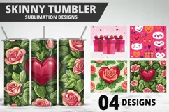 Rose Tumbler Sublimation | Valentine's Day Tumbler Wrap Product Image 1