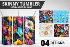 3D Flowers Tumbler Wrap | Sublimation Design | Tumble PNG Product Image 1