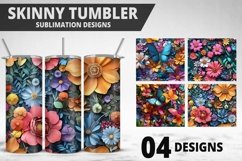 3D Flowers Tumbler Wrap | Sublimation Design | Tumble PNG Product Image 1