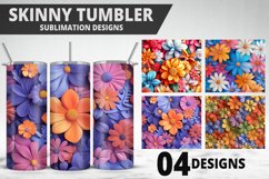 3D Flowers Tumbler Wrap | Sublimation Design | Tumble PNG Product Image 1