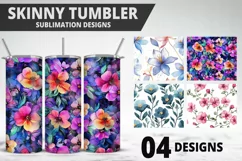 Flowers Tumbler Wrap | Sublimation Design | Tumble PNG Product Image 1