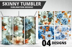 3D Flowers Tumbler Wrap | Sublimation Design | Tumble PNG Product Image 5