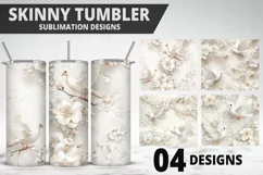 3D Christmas Doves Tumbler Wrap - 20 Oz Skinny Tumbler PNG Product Image 1