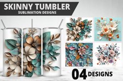 3D Flowers Tumbler Wrap | Sublimation Design | Tumble PNG Product Image 1