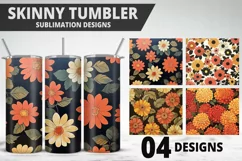 Flowers Tumbler Wrap | Sublimation Design | Tumble PNG Product Image 1