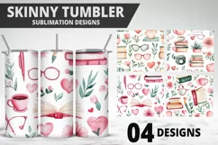 Book And Flowers Tumbler Design| Valentine Tumbler Wrap Product Image 1