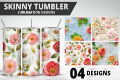 3D Flowers Tumbler Wrap | Sublimation Design | Tumble PNG Product Image 1