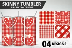 Red Plaid Tumbler Design | Valentine's Day Tumbler Wrap Product Image 1