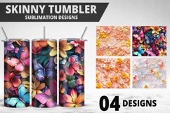 3D Flowers Tumbler Wrap | Sublimation Design | Tumble PNG Product Image 1