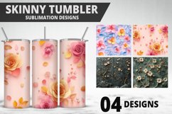 3D Flowers Tumbler Wrap | Sublimation Design | Tumble PNG Product Image 1
