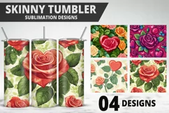 Rose Tumbler Sublimation | Valentine's Day Tumbler Wrap Product Image 1