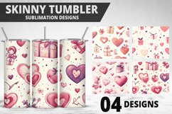 Valentines Love Skinny Tumbler PNG Wrap| Valentines Tumbler Product Image 1
