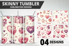 Valentines Love Skinny Tumbler PNG Wrap| Valentines Tumbler Product Image 1