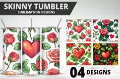 Rose Tumbler Sublimation | Valentine's Day Tumbler Wrap Product Image 1