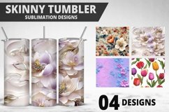 3D Flowers Tumbler Wrap | Sublimation Design | Tumble PNG Product Image 1