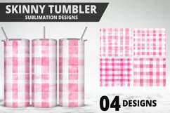 Pink Plaid Tumbler Design | Valentine's Day Tumbler Wrap Product Image 1