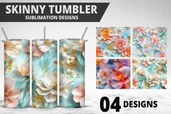 3D Flowers Tumbler Wrap | Sublimation Design | Tumble PNG Product Image 1