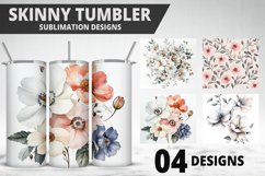 Flowers Tumbler Wrap | Sublimation Design | Tumble PNG Product Image 1
