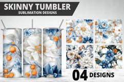 3D Flowers Tumbler Wrap | Sublimation Design | Tumble PNG Product Image 1