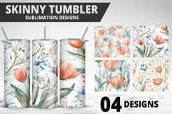 Flowers Tumbler Wrap | Sublimation Design | Tumble PNG Product Image 1