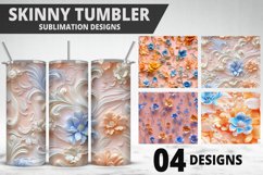 3D Flowers Tumbler Wrap | Sublimation Design | Tumble PNG Product Image 1