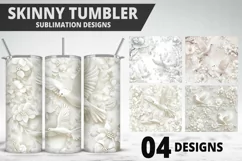 3D Christmas Doves Tumbler Wrap - 20 Oz Skinny Tumbler PNG Product Image 1