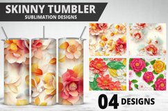 3D Flowers Tumbler Wrap | Sublimation Design | Tumble PNG Product Image 1