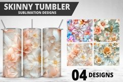 3D Flowers Tumbler Wrap | Sublimation Design | Tumble PNG Product Image 1