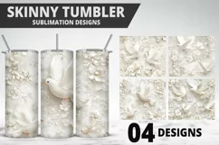3D Christmas Doves Tumbler Wrap - 20 Oz Skinny Tumbler PNG Product Image 1