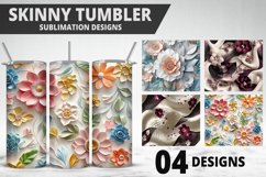 3D Flowers Tumbler Wrap | Sublimation Design | Tumble PNG Product Image 1