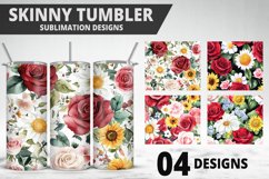 Rose Flowers Tumbler Wrap | Sublimation Design | Tumble PNG Product Image 1