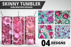 3D Flowers Tumbler Wrap | Sublimation Design | Tumble PNG Product Image 1