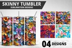 3D Flowers Tumbler Wrap | Sublimation Design | Tumble PNG Product Image 1